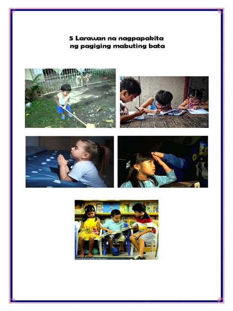 5 Larawan Na Nagpapakita NG Pagiging Mabuting Bata .